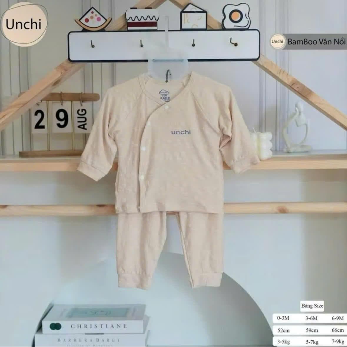 Bộ Quần Áo Sơ Sinh Unchi Vải Petit Bamboo Vân Nổi Mềm Mỏng Mát Cho Bé Sơ Sinh - ảnh 6
