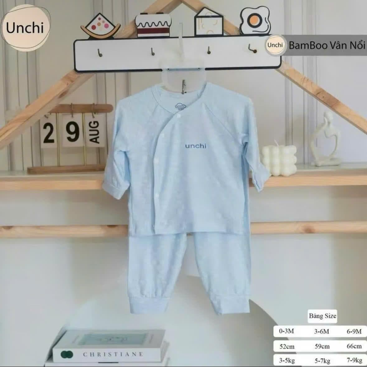 Bộ Quần Áo Sơ Sinh Unchi Vải Petit Bamboo Vân Nổi Mềm Mỏng Mát Cho Bé Sơ Sinh - ảnh 7