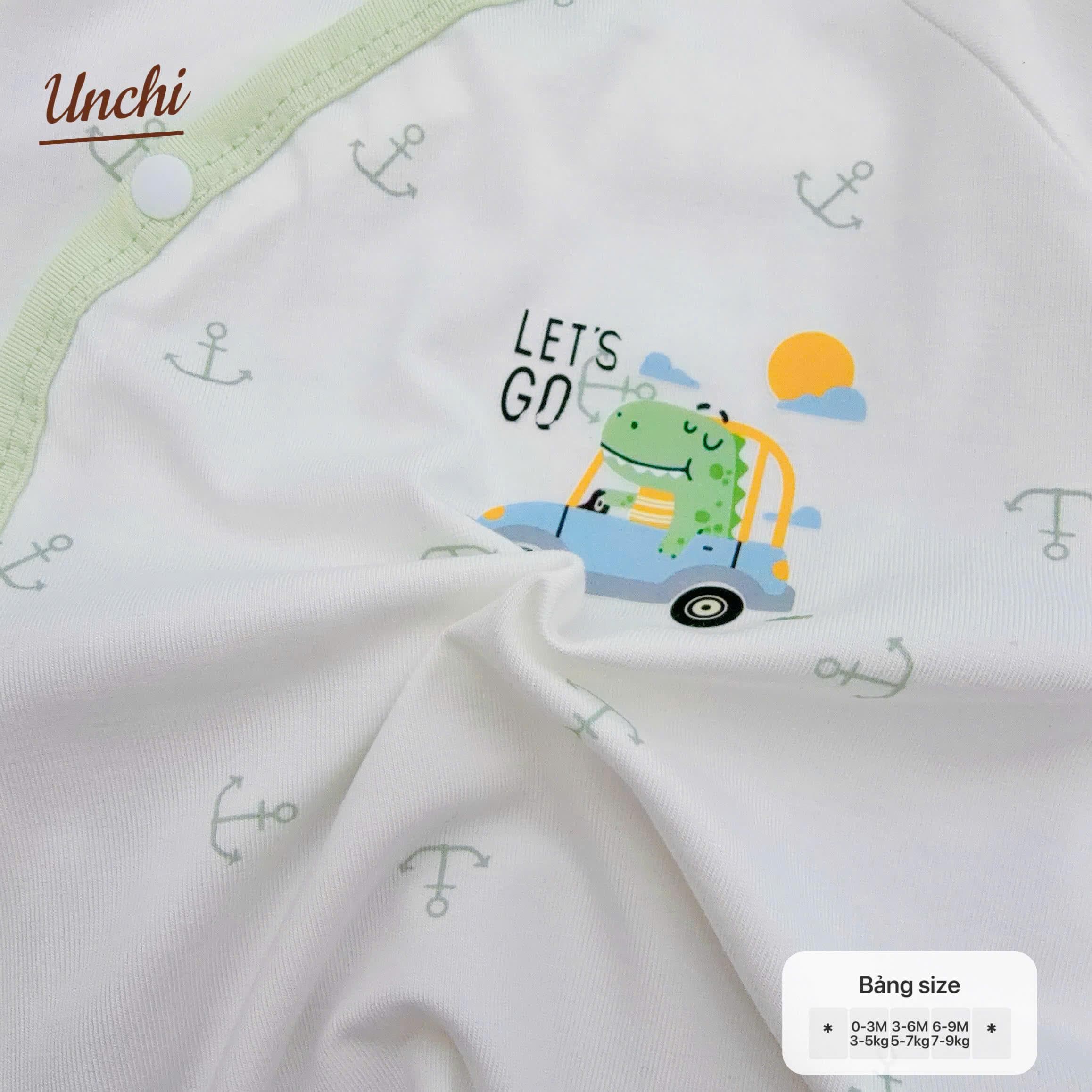 Bộ Sơ sinh Cạp Cao Cộc Tay UNCHI chất vải pettit Bambo mềm mỏng cho bé sơ sinh - ảnh 4