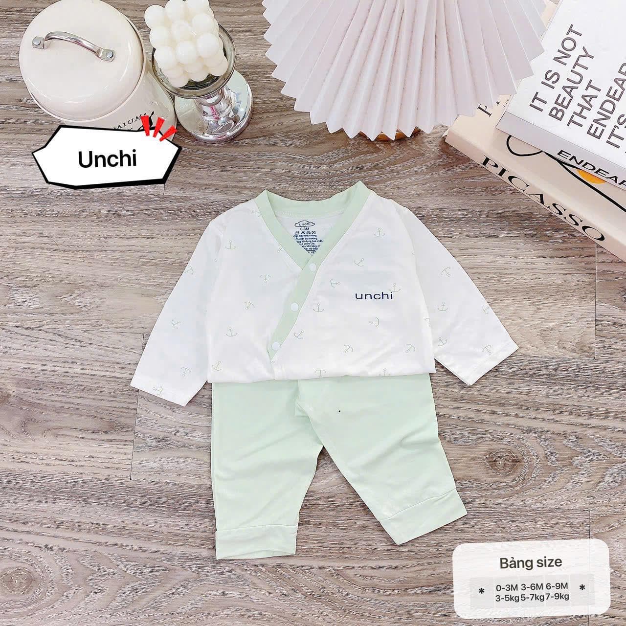Bộ sơ sinh dài tay Unchi petit bamboo mềm mát trắng họa tiết cho bé sơ sinh - ảnh 7