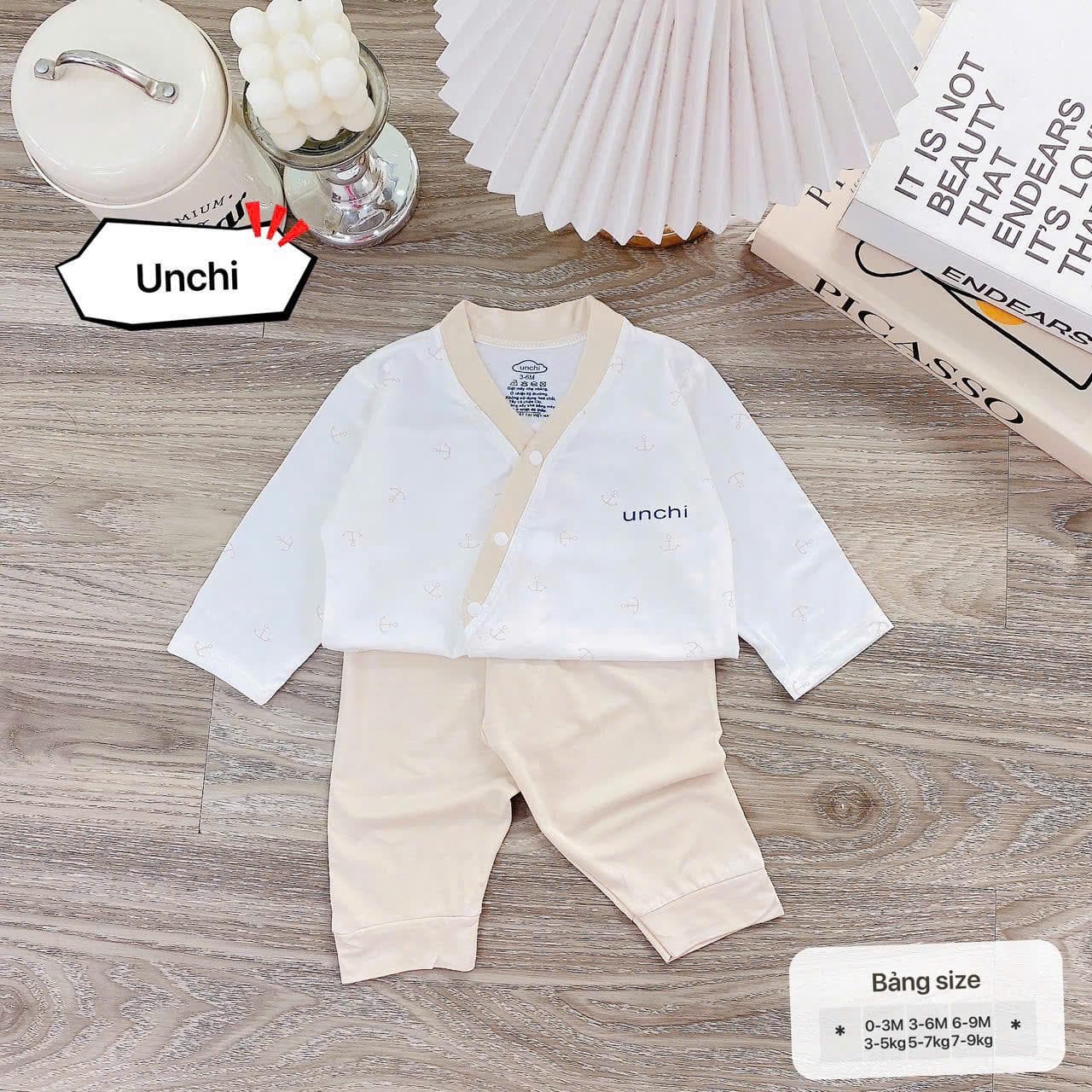 Bộ sơ sinh dài tay Unchi petit bamboo mềm mát trắng họa tiết cho bé sơ sinh - ảnh 8