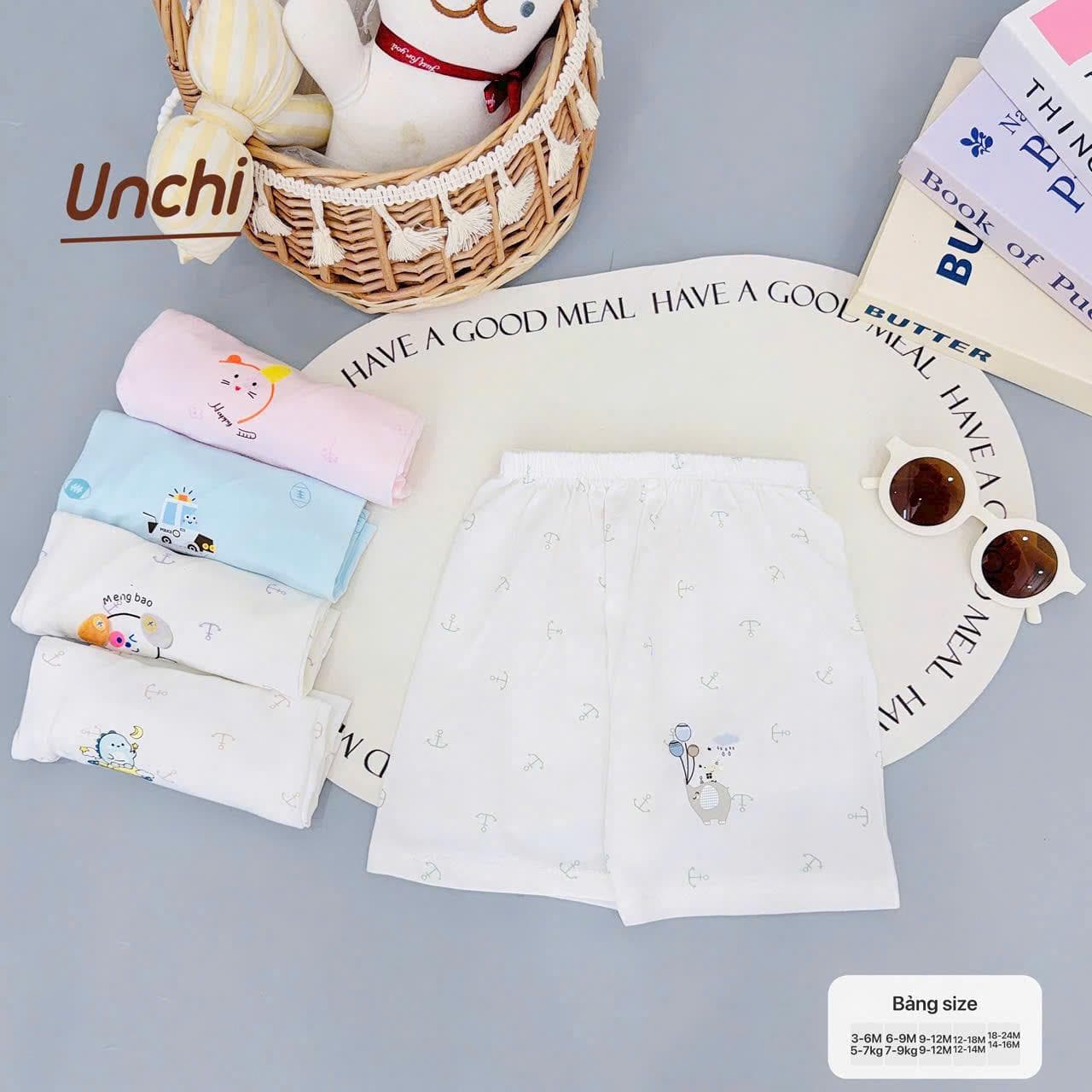 Combo 3 Quần Cộc Sơ Sinh Unchi Vải Pettit Mềm Mỏng Mát Cho Bé - ảnh 3