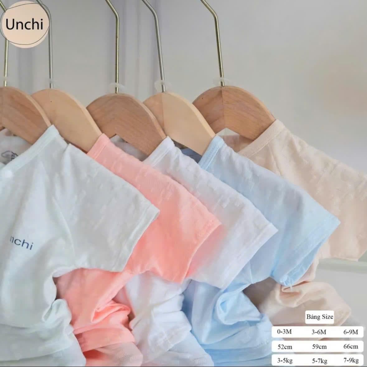 Bộ sơ sinh cộc tay Unchi vải petit bamboo vân nổi mềm mát cho bé sơ sinh - ảnh 4