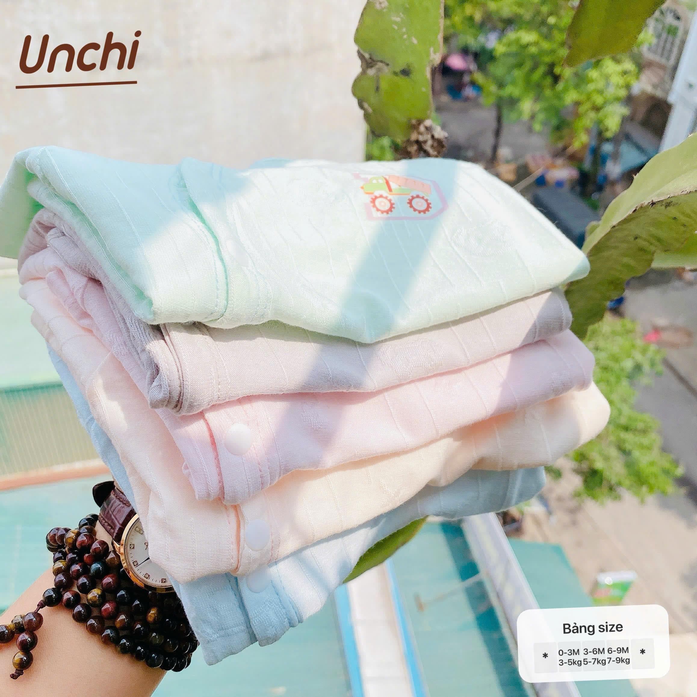 Bộ Cộc Tay Pettit Vân Nổi Thông Hơi Unchi mềm mại co giãn cho bé sơ sinh 0-9 tháng - ảnh 3