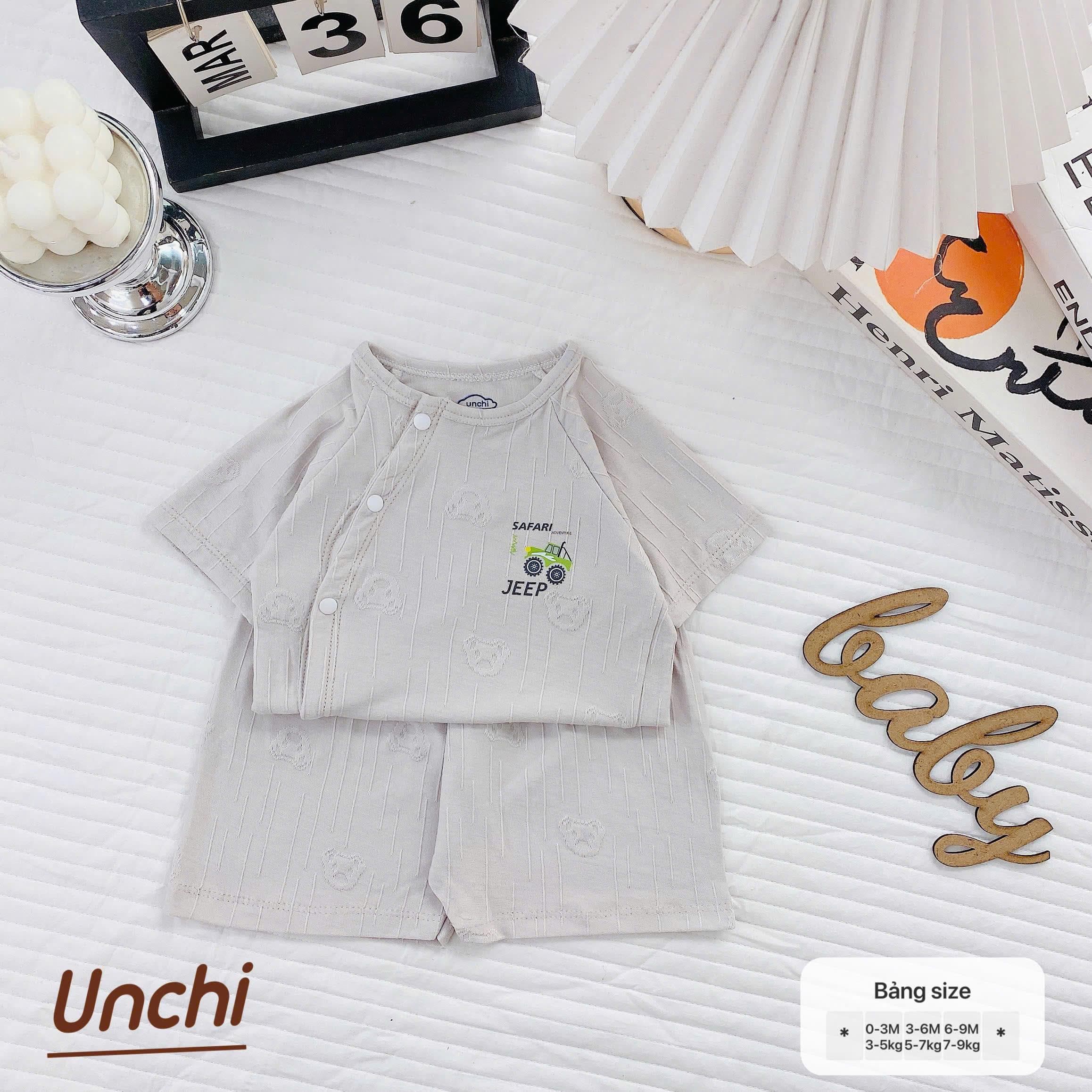Bộ Cộc Tay Pettit Vân Nổi Thông Hơi Unchi mềm mại co giãn cho bé sơ sinh 0-9 tháng - ảnh 9