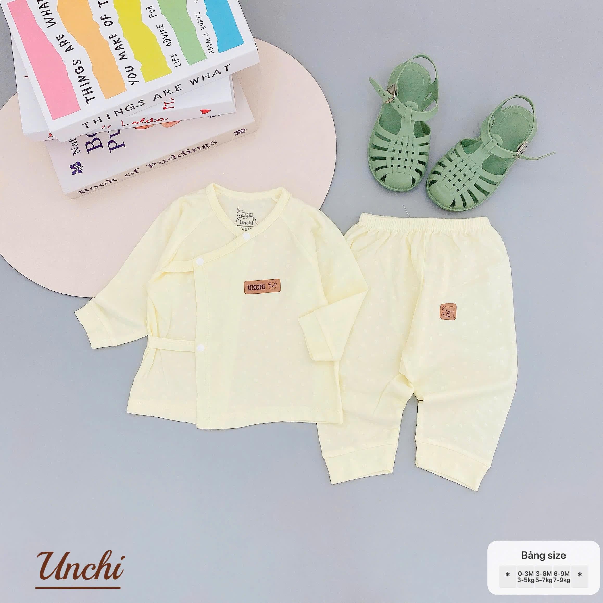 Bộ Chéo Unchi Dài Vân Nổi Chất Liệu Pettit Bamboo thoáng mát co dãn thoải mái cho bé - ảnh 9