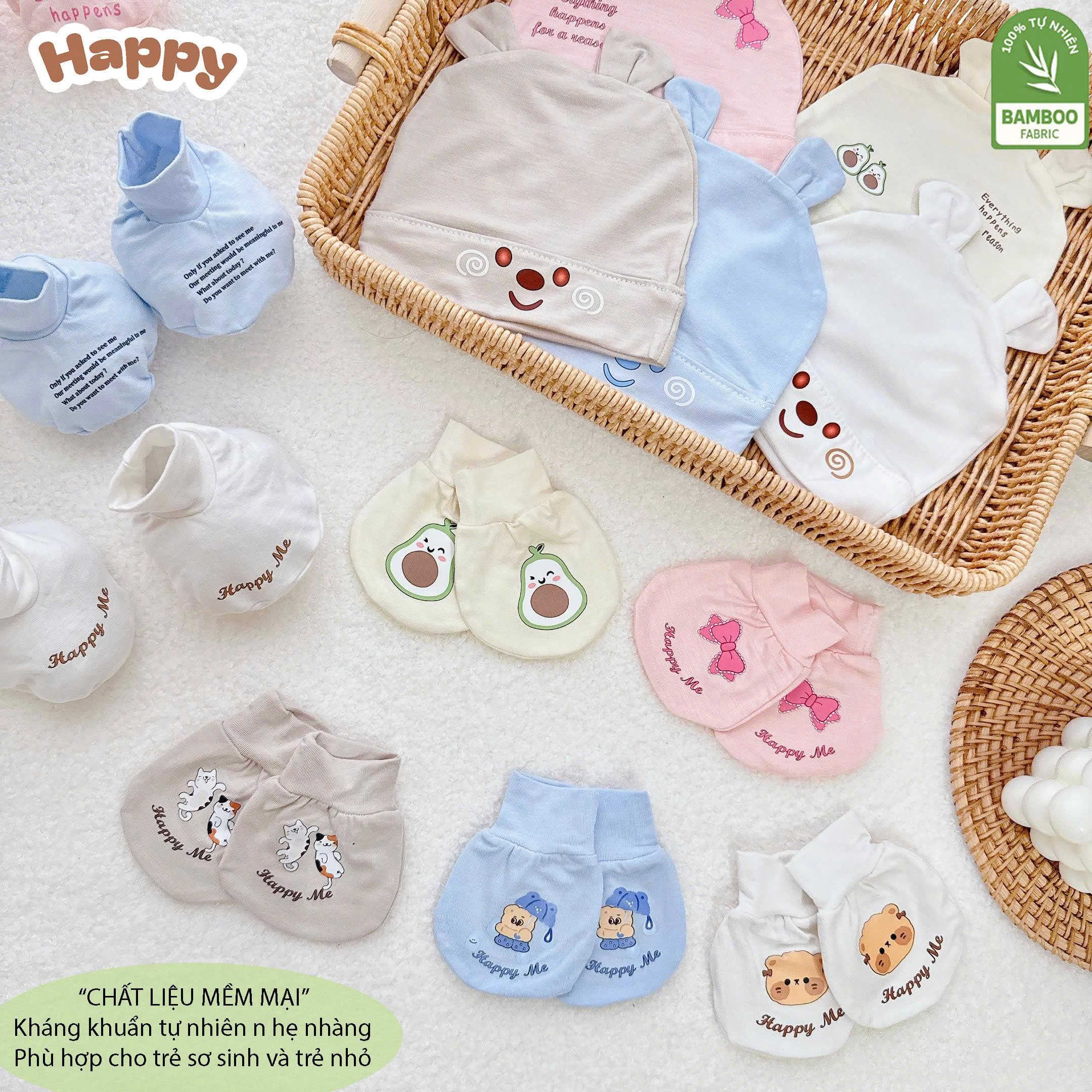 Sét Mũ Bao Tay Bao Chân Chất Liệu Pettit Bambo Cho Bé