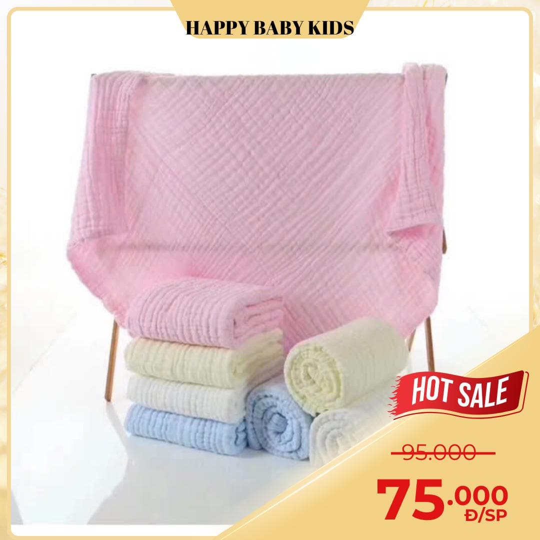 Khăn Tắm Xô Nhăn 6 Lớp ( Không Hoạ Tiết )