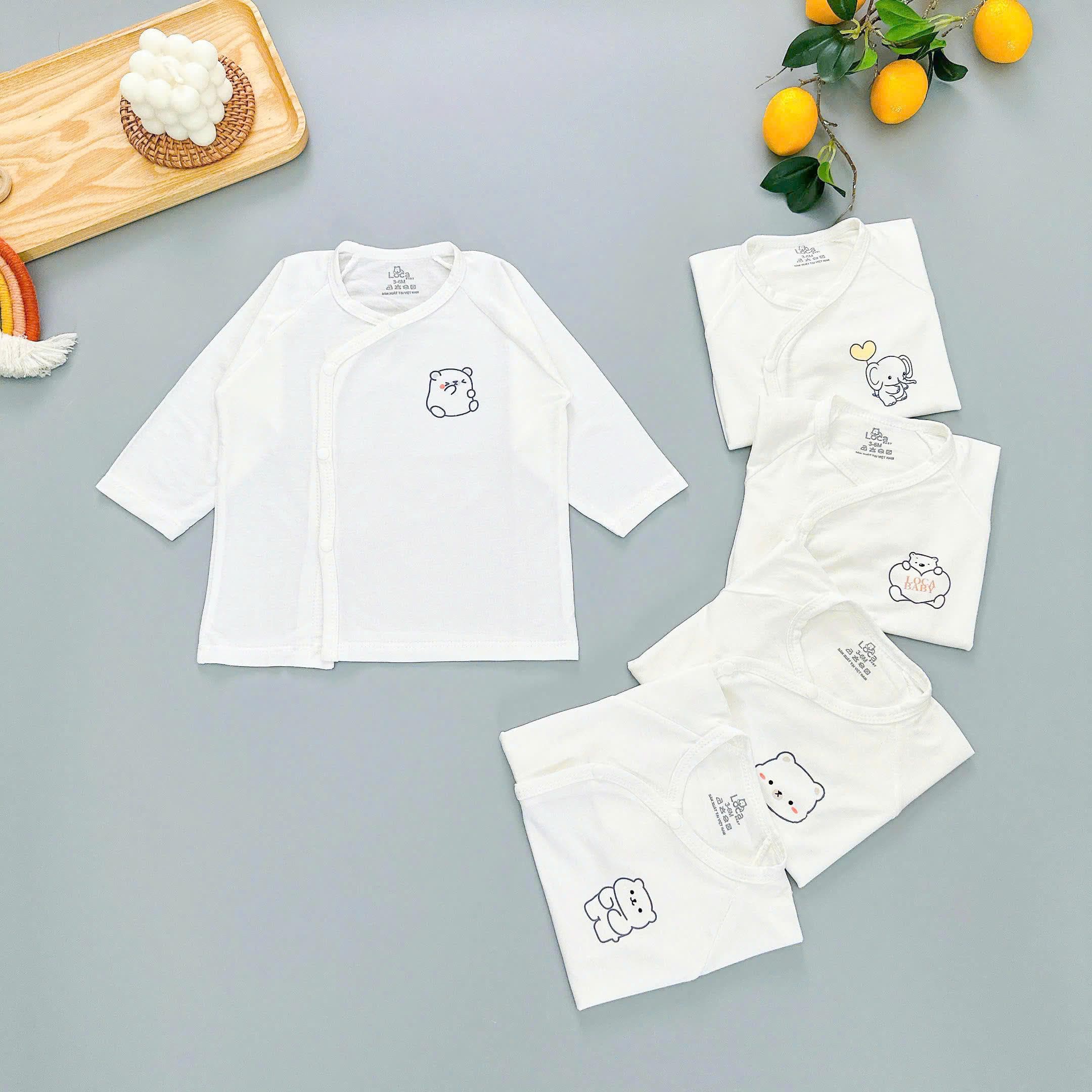 Combo 3-5 Áo Rời Dài Tay Cúc Bấm Nền Trắng - ảnh 3